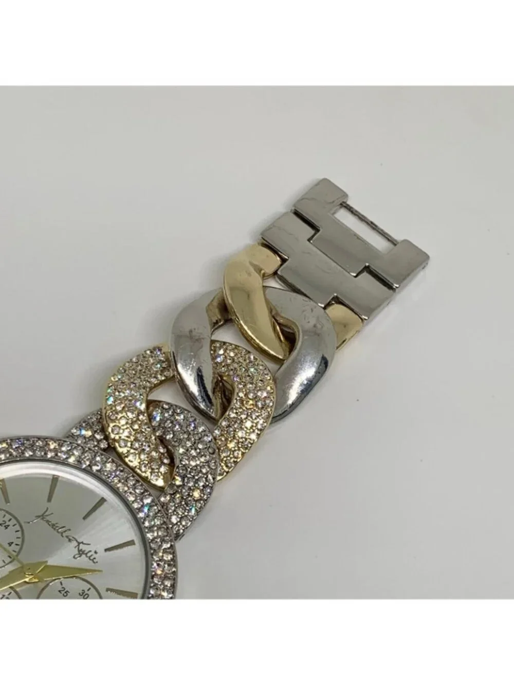 Kendall Kylie women’s watch gold silver tone 37mm rhinestones up to 6.5” running